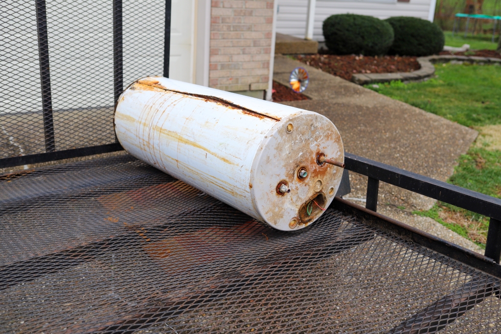 old rusty water heater tnak