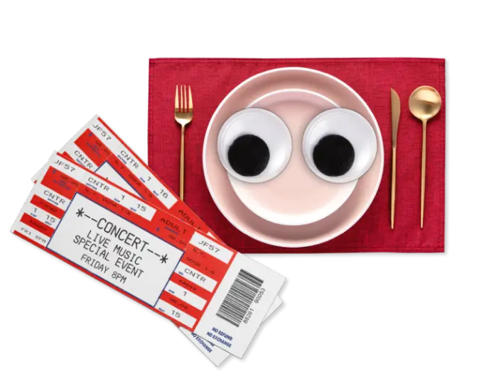 Concert Tickets and Dinner Place Mat