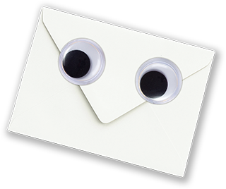 Envelope with googly eyes