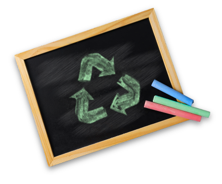 Chalkboard with recycle symbol