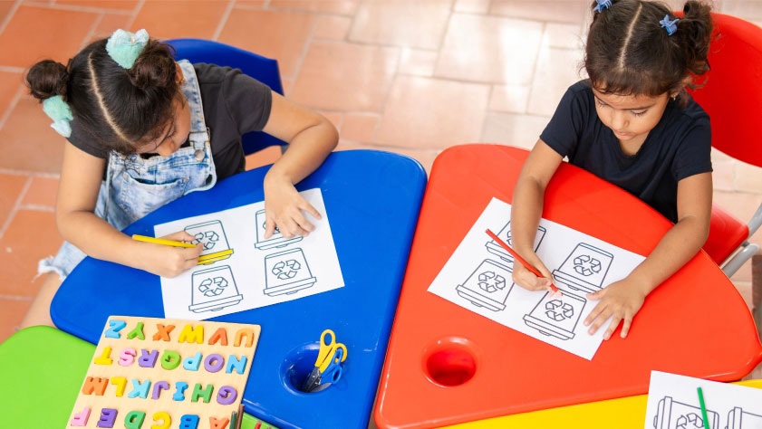 little kids color recycle coloring pages