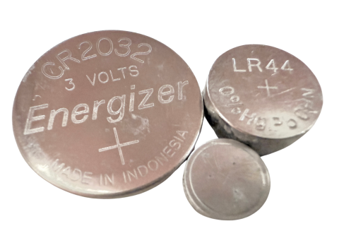 Various button and coin batteries, cr 2032, lr 44
