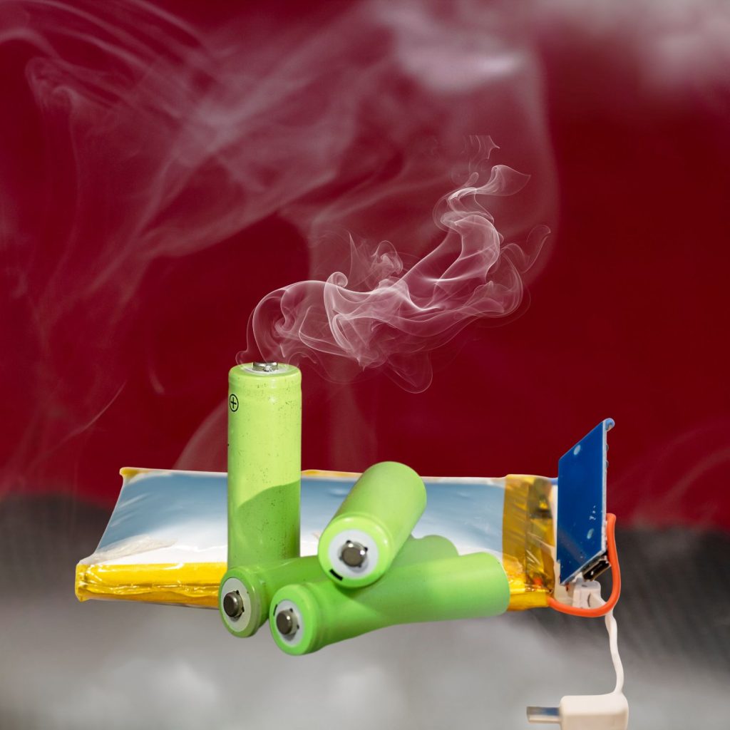smoking batteries, puffed up battery